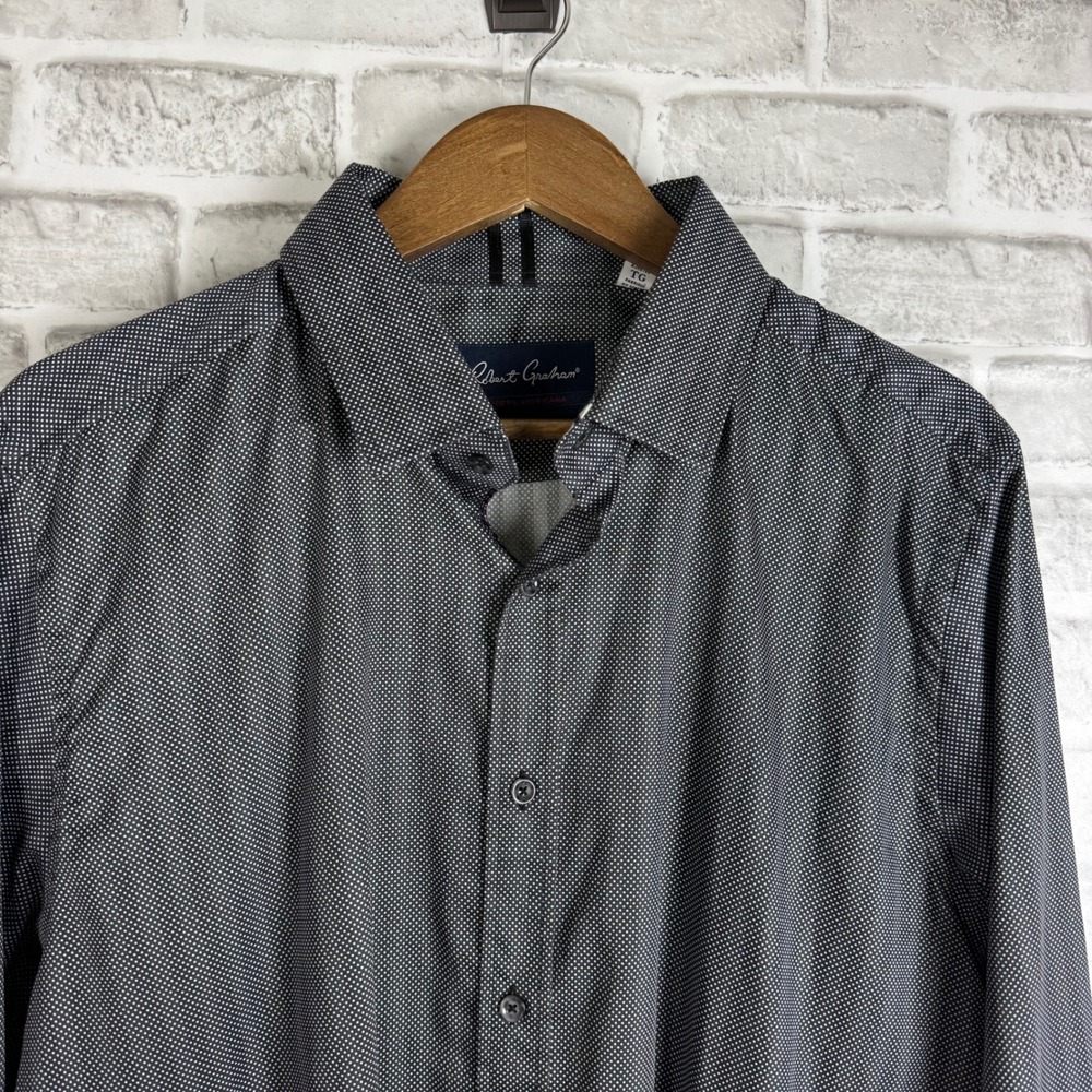 Robert Graham Modern Americana Navy Micro Dot Long Sleeve Button Down Shirt XL